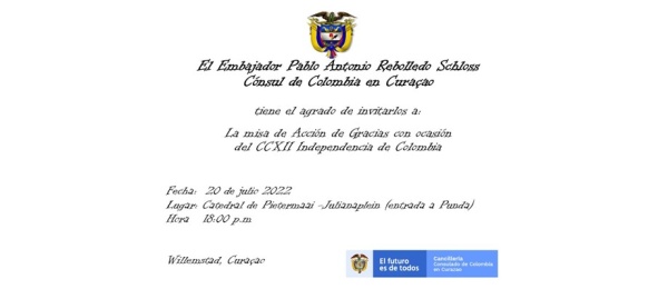 Invitación a los colombianos para este miércoles 20 de Julio, día de nuestra Independencia